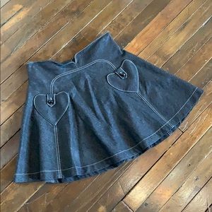 Anna duo heart pocket denim swing full mini skirt